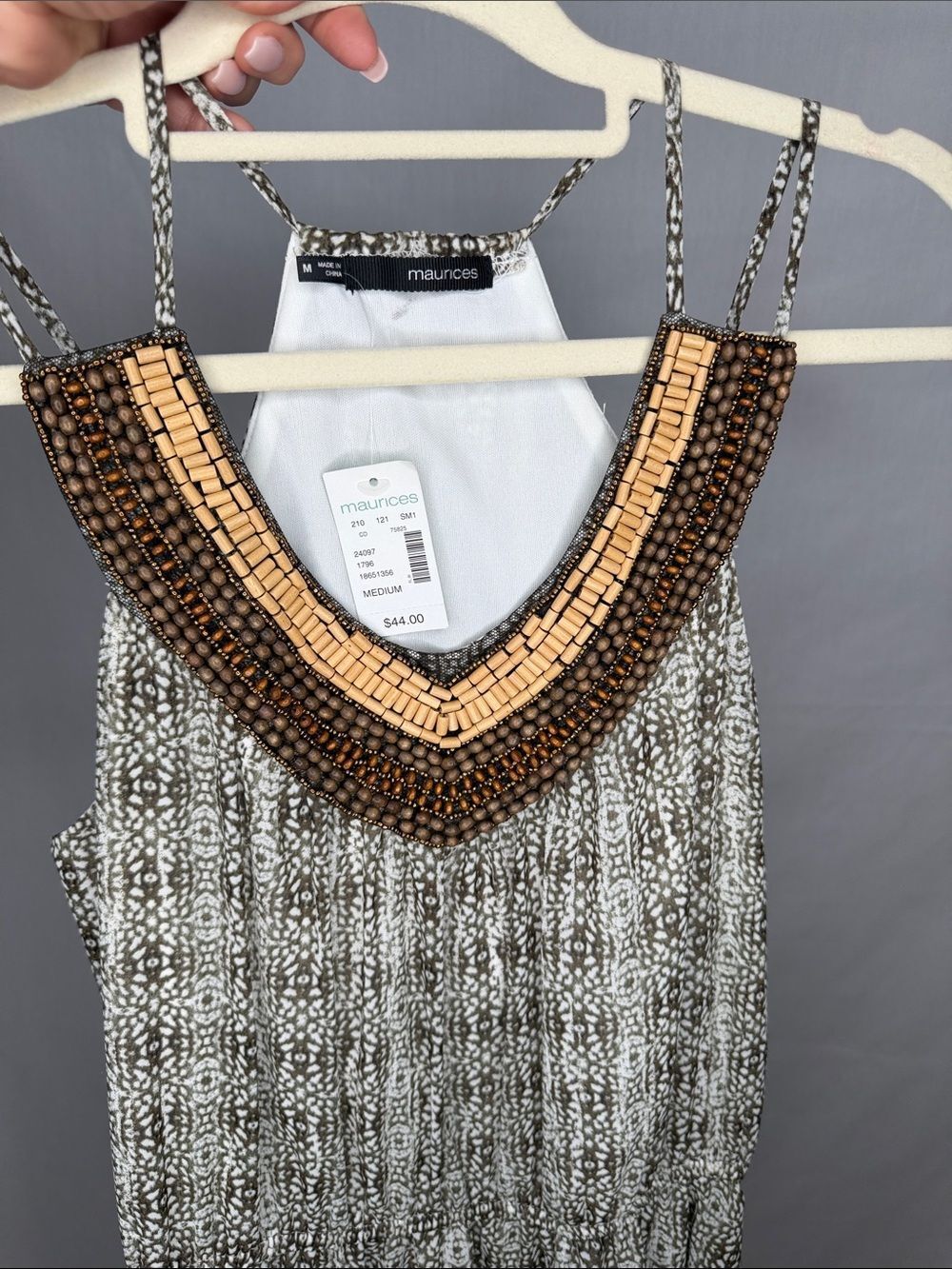Maurices Black & Tan Beaded V-Neck Knit Mini Dress - Picture 5 of 5